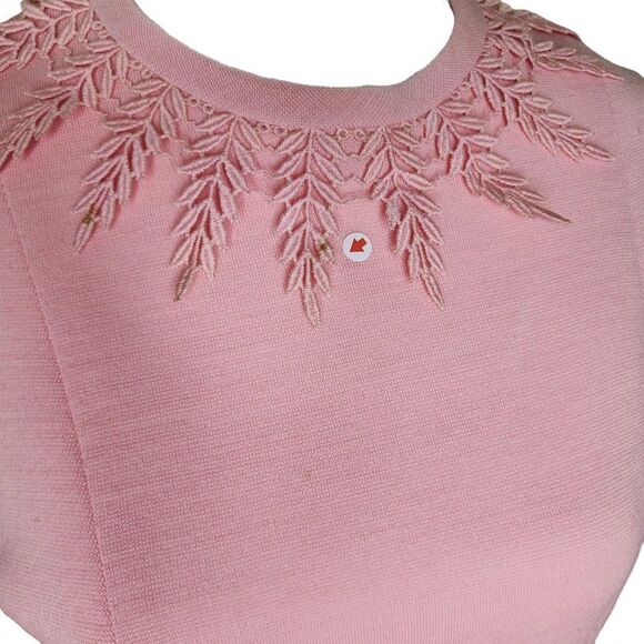 Vintage 60 Bleeker Street Mod Dress Womens Small Pink Fitted Sleeves - Picture 3 of 10